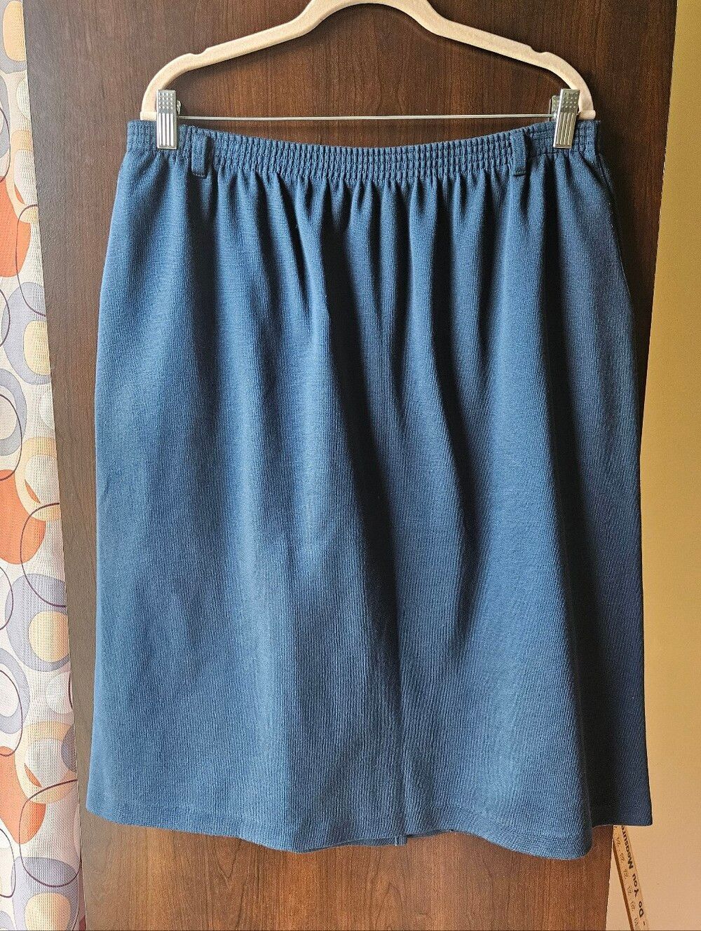 Alfred Dunner Elastic-Waist Navy Skirt Size 18W
